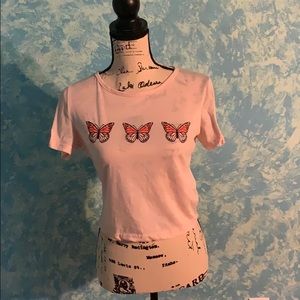 Pink t-shirt with butterflies